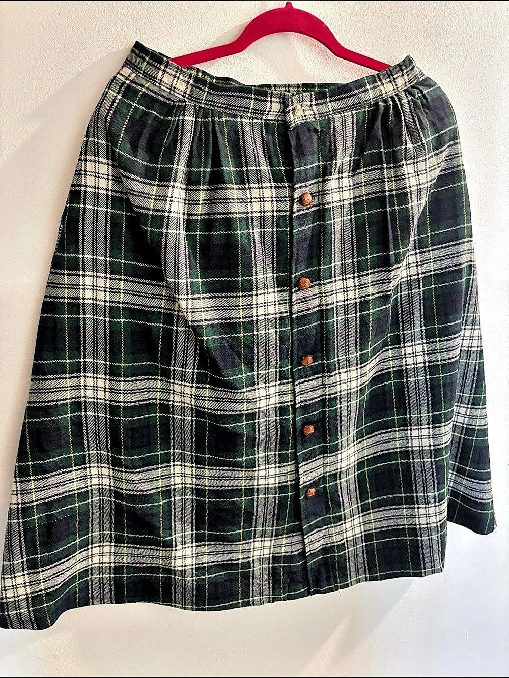 Pendleton Women's Plaid Wool Skirt in Green & White